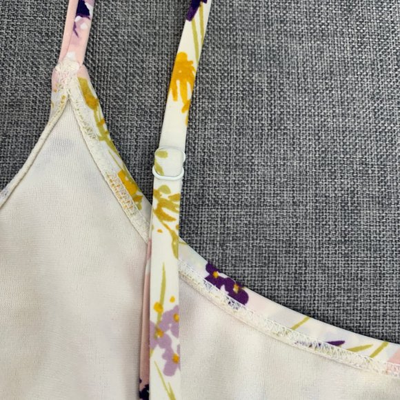 Old Navy Juniors Floral Bikini Top XL Adjustable Straps Cream Purple Green Pink - Picture 8 of 11